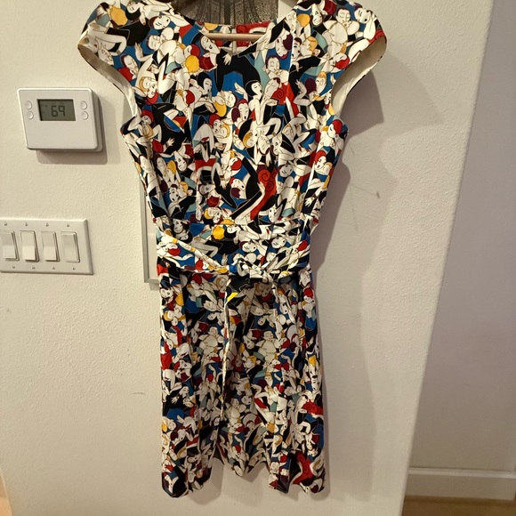 Carolina Herrera Archive Print Collection Tango Dancers Faux Wrap Dress. - Picture 5 of 9